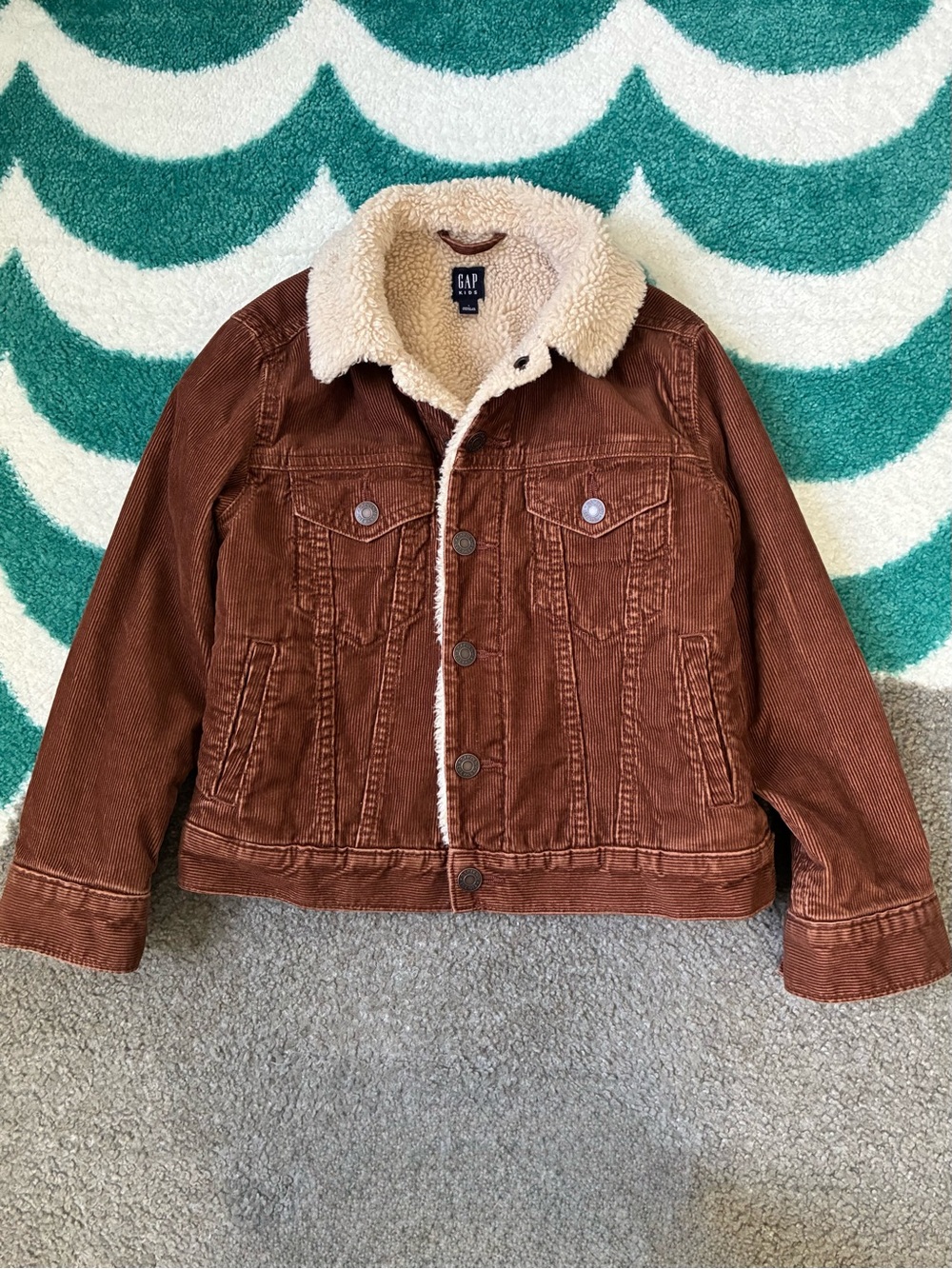 GAP Kids Sherpa Lined Corduroy Jacket (Caramel Brown) Size S (6-7)
